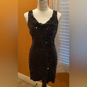 Guess | Women’s Black Sequined Evening Dress Size Small Sleeveless